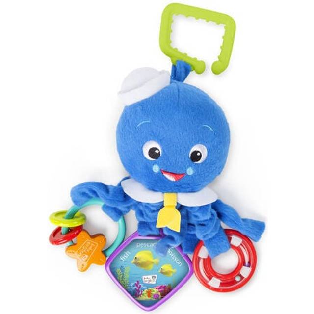 Baby Einstein, 90664-6-W11 bläckfisk tygleksak för barnvagnen, med skallra och babysäker spegel, perfekt för resor
