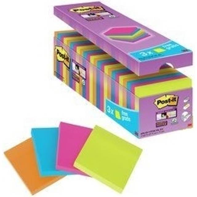 Post-it Super Sticky Notes 76 x 76 mm Assorted 90 Sheets Value Pack 21 + 3 Free