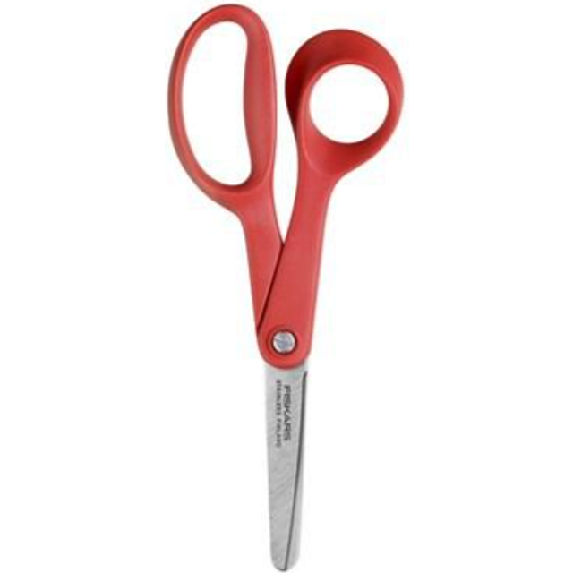 Fiskars barnsax för vänsterhänta, från 8 år, längd: 13 cm, blad i rostfritt stål/plasthandtag, röd, Classic, 1005169