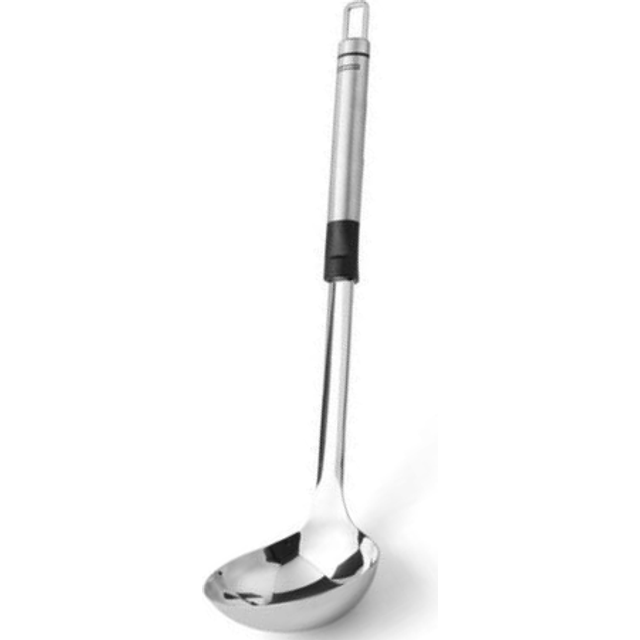 Large Ladle Stainless Steel, Ideal for a Punch Bowl ladle or Soup Ladle in Silver/Black and Dishwasher Safe, Diameter 9 cm and Volume 100 ml