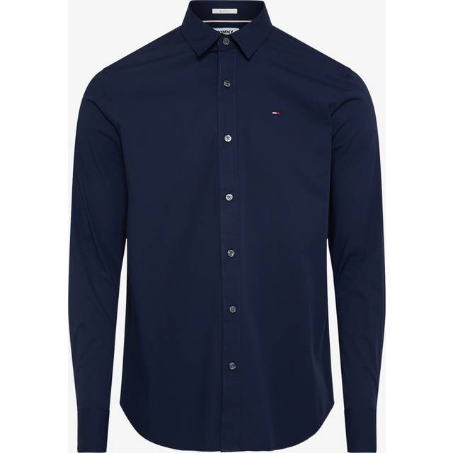 Tommy Jeans – Marinblå, smal skjorta med stretch