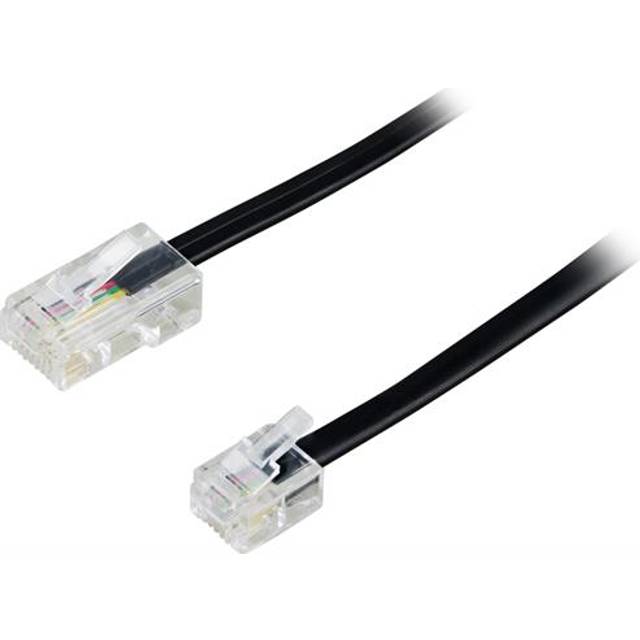 Modularkabel 8P4C till 6P4C (RJ11), 5 meter – svart