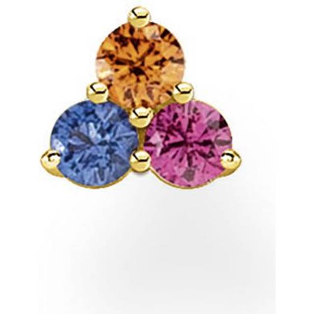 Yellow Gold Multicolour Triangle Single Ear Stud H2138-488-7