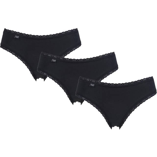 Women's cotton panties Sloggi 24/7 Lace Hipster (x3) - Noir