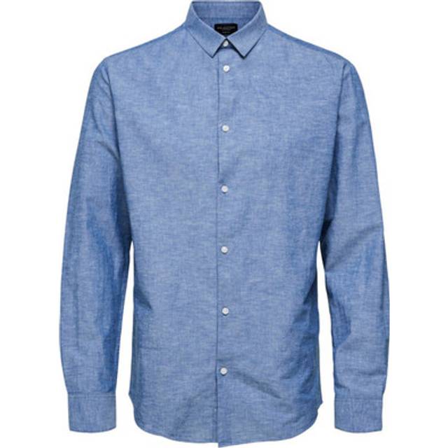 SELECTED HOMME Slhslim-Sun Shirt Ls Noos |Blå |S