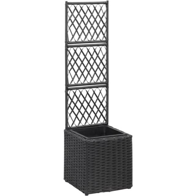 Spaljé med 1 kruka upphöjd 30x30x107 cm konstrotting grå