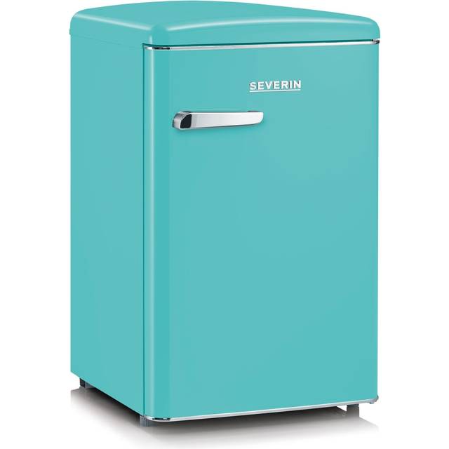 SEVERIN Retro bordskylskåp, inkl. utrymmesbesparande kylalternativ, 2 x höjdjusterbara hyllytor, integrerat frys, extremt tyst – 37 dB, 108 L nettoinnehåll, turkos, RKS 8834