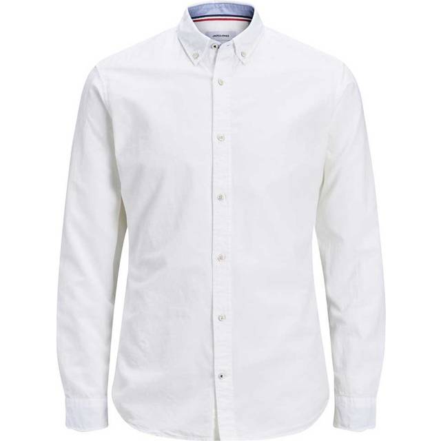 Jack & Jones – Essentials –Ljusblå skjorta i linneblandning med smal passform-Vit/a