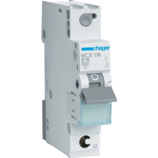 Miniatyrbrytare 1Pol C-Kurva 16A 6kA 230-400V IP20 Hager