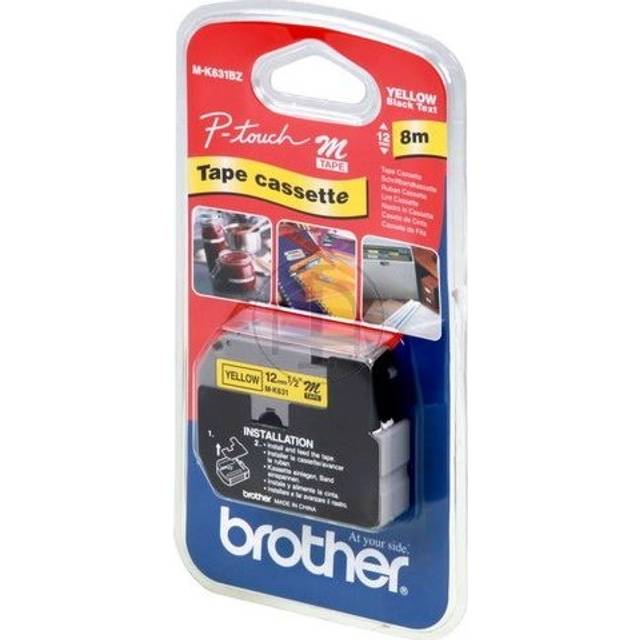 Brother MK631BZ Black on Yellow 8M x 12mm Plastic Tape
