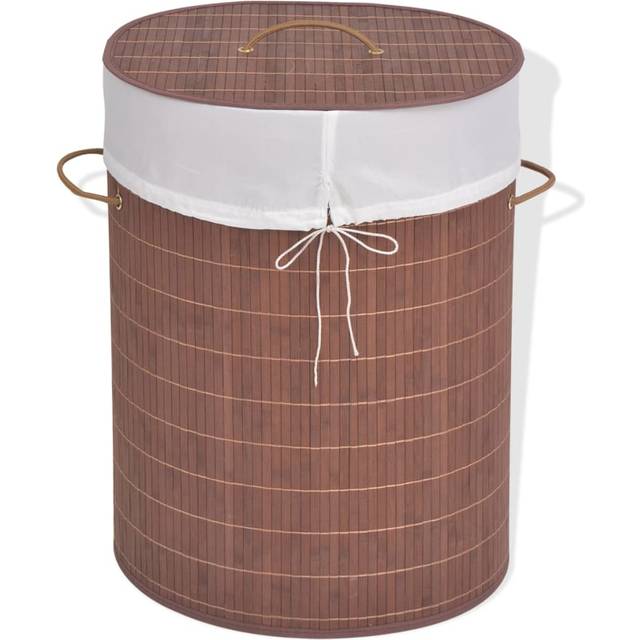 vidaXL Bamboo Laundry Bin Oval Brown