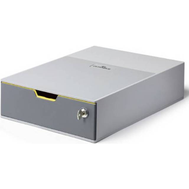 Durable Varicolor Safe Lockable Gdpr Desktop Storage Box Drawer - A4+ Yellow, Grey