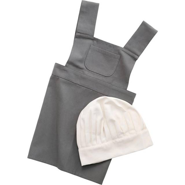 Sebra Børneforklæde M/kokkehue, Elephant Grey/classic White - Redskap Till Leksakskök Från Magasin - Grå (NO_SIZE)
