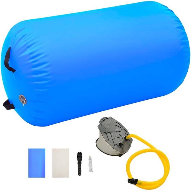 vidaXL Inflatable Gymnastic Roll with Pump 100x60 cm PVC Blue - blue
