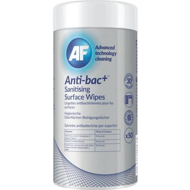 AF Anti-bac+ Anti Bacterial Sanitizing Surface Wipes - Tub of 50 Wipes