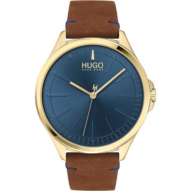 HUGO Men's Brown Leather Strap Watch