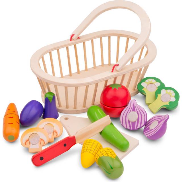 10589 Wooden Pretend Play Kids Cutting Meal Vegetable Basket Cooking Simulation Educational Color Perception Toy for Preschool Age Toddlers Boys Girls