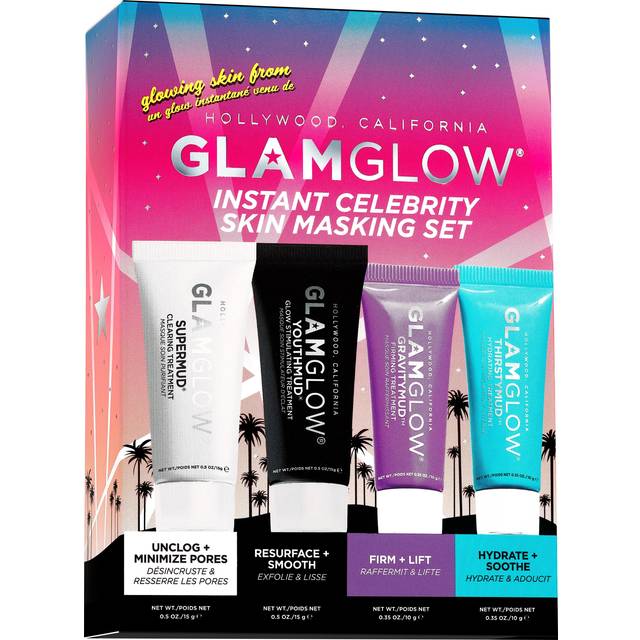 GLAMGLOW Instant Celebrity Skin Masking Set: 1x Supermud Clearing Treatment 15g/0.5oz + 1x Youthmud Glow Stimulating Treatment 15g/0.5oz + 1x Thristymud Hydrating Treatment 10g/0.35 + 1x Gravitymud Firming Treatment- 10g/0.35 4pcs