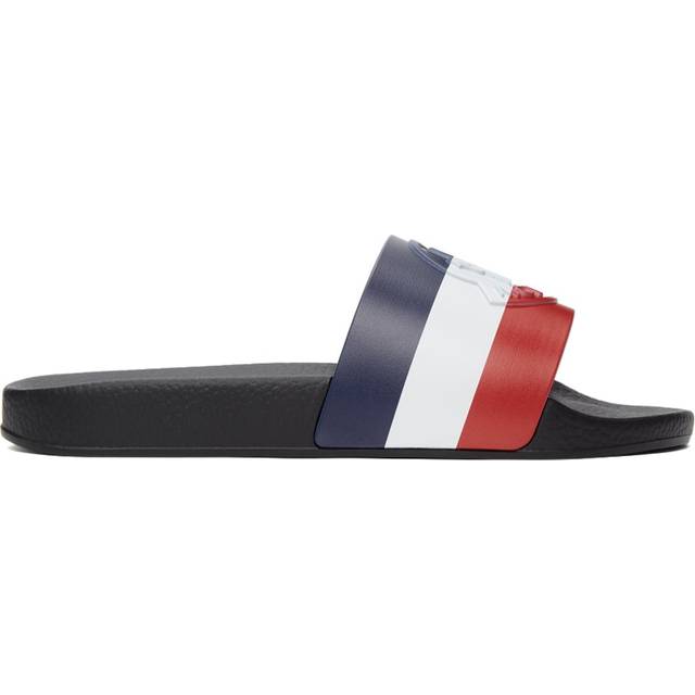 Moncler 'Basile' Striped Logo Slider Black