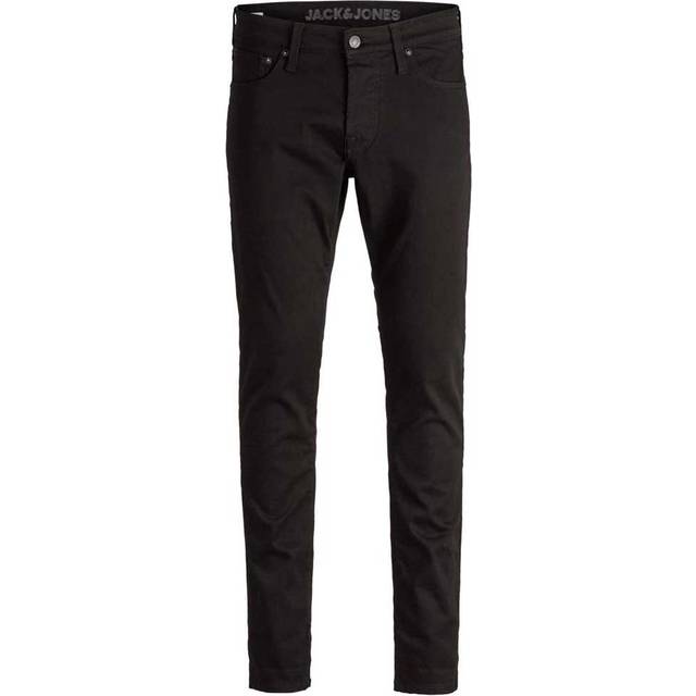 JACK & JONES Slim Jeans för män, Svart denim, 34W x 32L