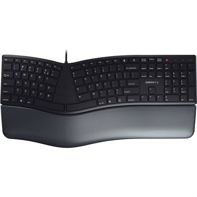 Cherry 4500 ergo ergonomic keyboard uk layout qwerty wired padded palm rest