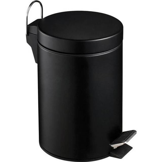 Compact 3Ltr Matte Black Pedal Bin, Stylish Design Composite Bin For Kitchen, Convenient Bin With Handle