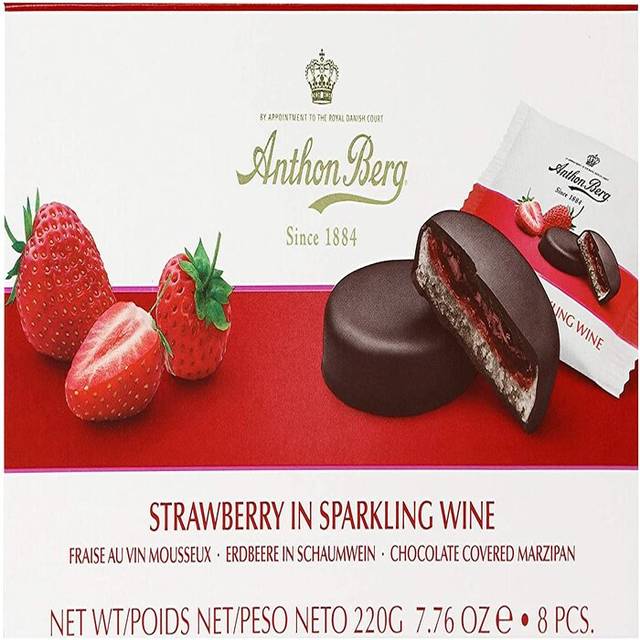 Anthon Berg Strawberry in Sparkling Wine Marzipan Dark Chocolate - Red