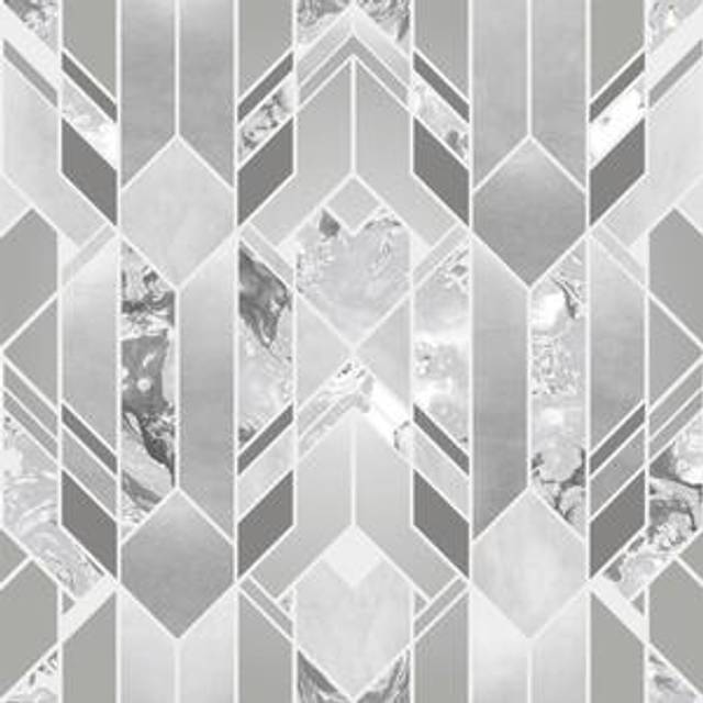 Elixir Geometric Marble Wallpaper Grey Silver Metallic YÃ¶L Vinyl Modern