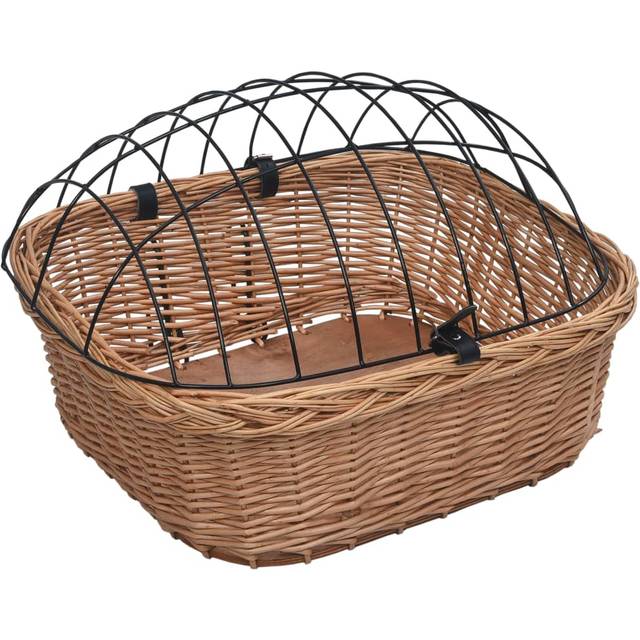 vidaXL Cykelkorg för hund med dyna 50x45x35 cm naturlig pil