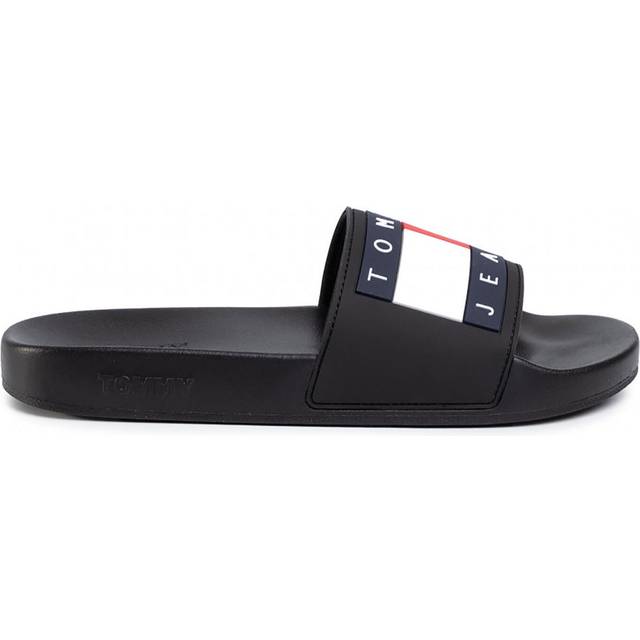 Tommy Hilfiger Flag Strap Pool Slides - 44, Black