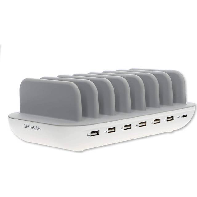 4Smarts Laddningsstation Office 60W, 6x USB-A, 1x USB-C - Vit