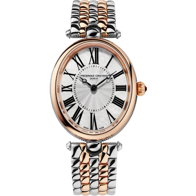Frederique Constant FC-200MPW2V2B Women's Classics Art Deco Bracelet Strap Watch, Rose Gold/Silver