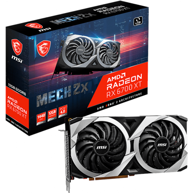 MSI Gaming Radeon RX 6700 XT 192-bitars 12 GB GDDR6 DP/HDMI Dual Torx 3.0 fläktar FreeSync DirectX 12 VR redo grafikkort (RX 6700 XT MECH 2X 12G)
