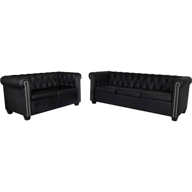Chesterfield 2-sits och 3-sits konstläder vit