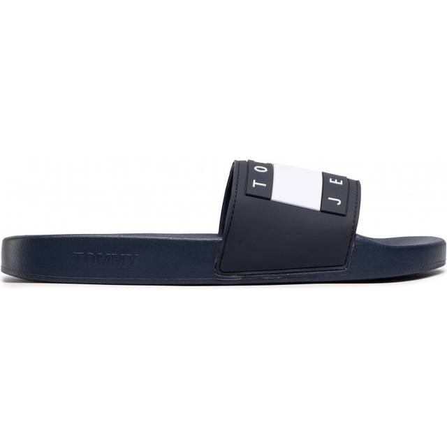 Tommy Hilfiger Herrtofflor gummi TH flagga pool glid badsandaler, Desert Sky Blue, 40 EU