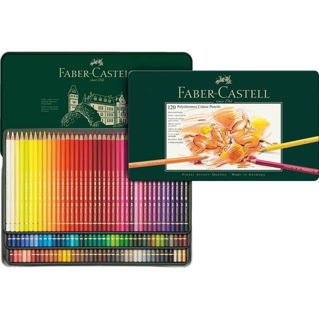 Faber-Castell 110011 Polychromos Färgpennor, Set om 120 i Metallask, för Konstnärer med 3,8 mm Tjocka Blyertsspetsar, Syrafria Pigment för En Mångfald av Ytor