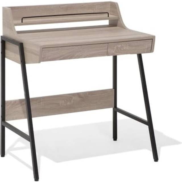 2 Drawer Home Office Desk with Shelf 73 x 48 cm Light Wood BROXTON