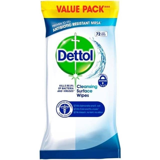 Dettol Antibacterial Cleansing Surface Wipes 72 Large Wipes