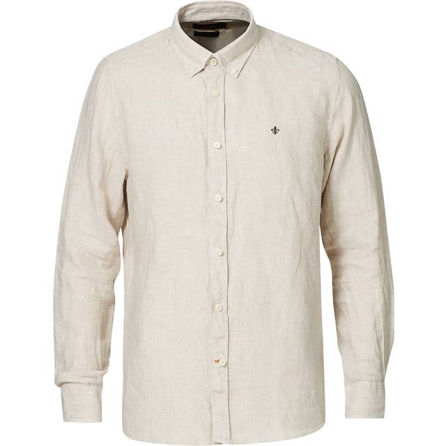 Morris Douglas Linen Button Down Shirt Khaki