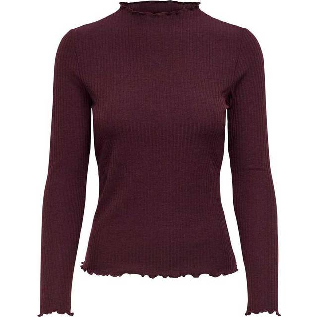 Women's T-shirt Only Emma manches longues col montant - Violet