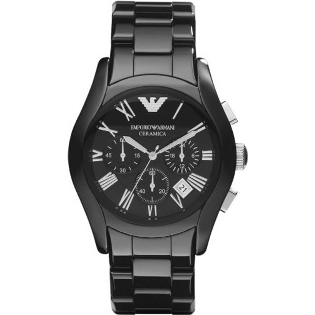 Emporio Armani AR1400 Valente Chronograph Black Dial Black Ceramic Men's Watch L svart
