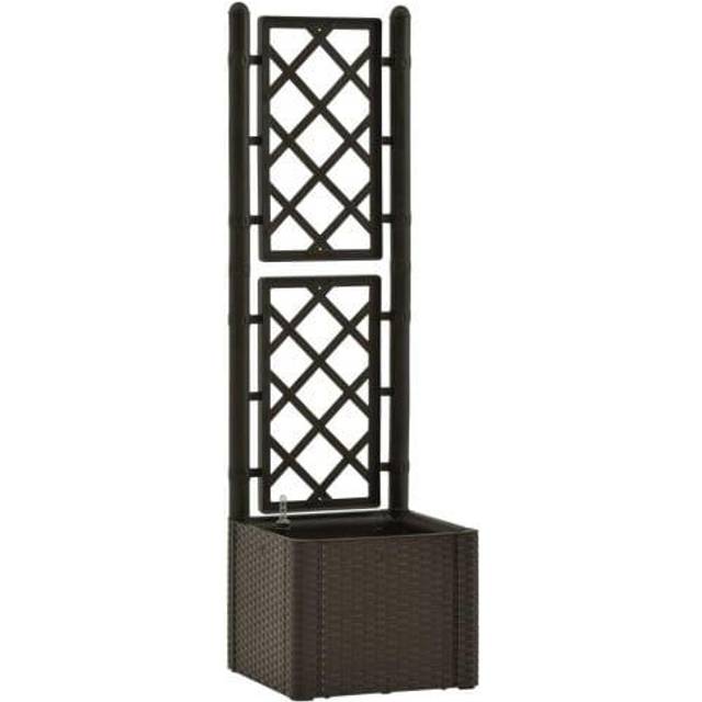 vidaXL Garden Raised Bed with Trellis and Self Watering System Mocha - Anthracite