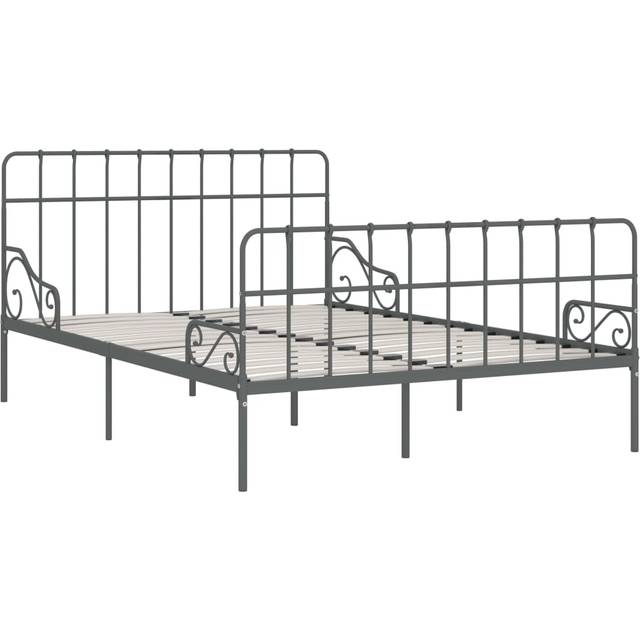 Sängram utan madrass med ribbotten vit metall 140x200 cm