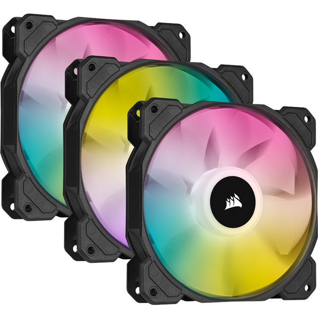 Corsair iCUE SP120 RGB ELITE Performance 120mm PWM Triple Fan Kit with iCUE Lighting Node CORE