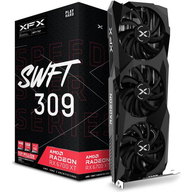 XFX SPEEDSTER SWFT 309 AMD Radeon RX 6700 XT CORE 12GB GDDR6 Grafikkort, Svart