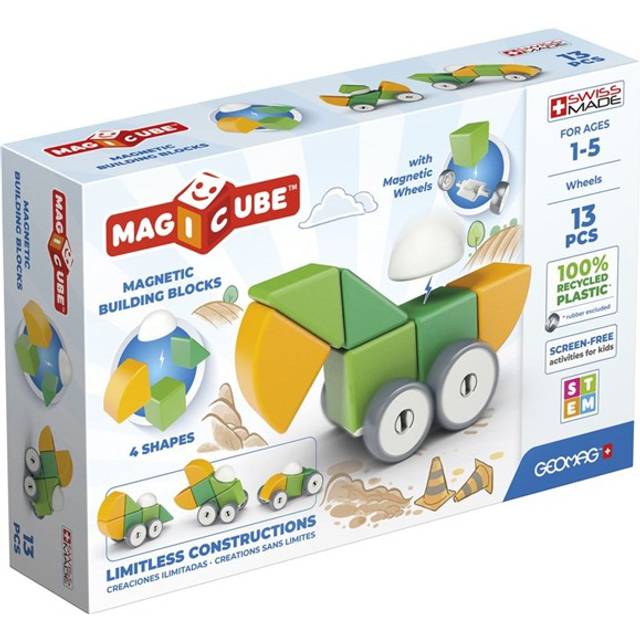Geomag - Magicube 1 + Former - Magnetiska Kuber för Barn - 4 Färger - 13 Kuber - 100% återvunnen Plast
