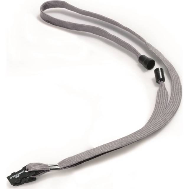 Durable Textile Badge Necklace 10mm Grey (10 Pack)