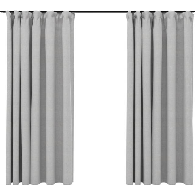 vidaXL Linen-Look Blackout Curtains with Hooks 2 pcs Grey 140x175 cm