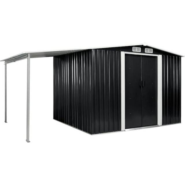 vidaXL Garden Shed with Sliding Doors Anthracite 386x205x178 cm Steel - Grey