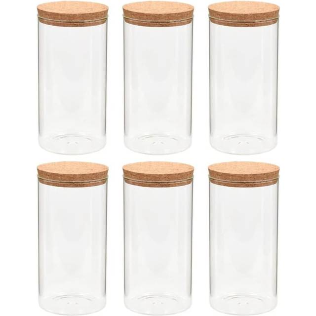 vidaXL Storage Glass Jars with Cork Lid 6 pcs 1400 ml - Transparent